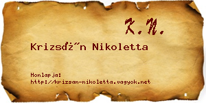 Krizsán Nikoletta névjegykártya