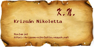 Krizsán Nikoletta névjegykártya