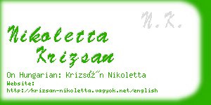 nikoletta krizsan business card